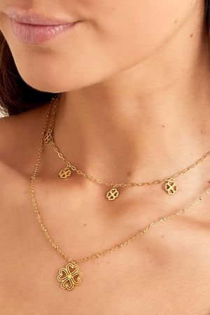 Collar a capas con tréboles Color dorado Acero inoxidable h5 Imagen2